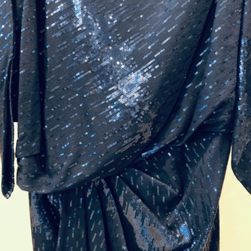 David Meister designer navy blue sequin dress 8 - Picture 7 of 8